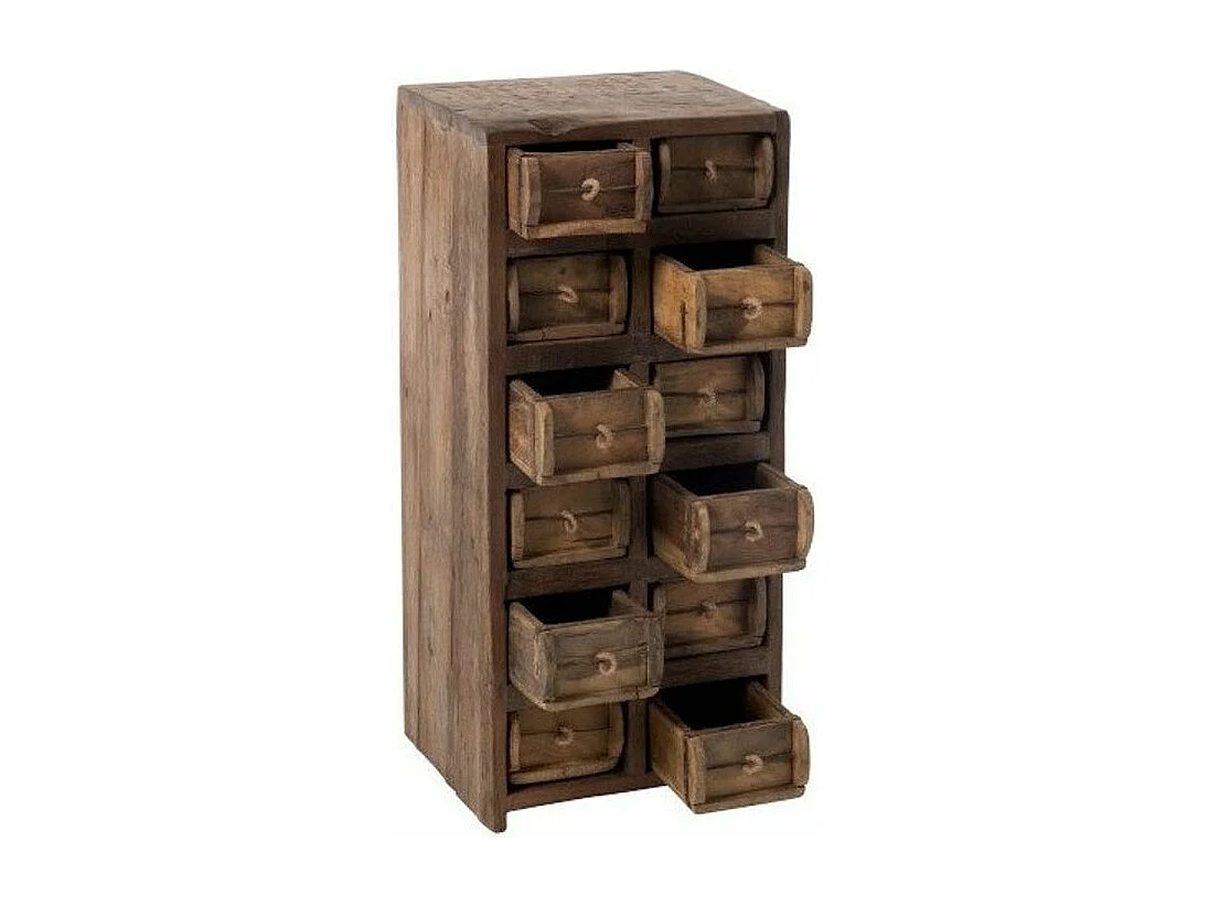 Commode 12 Tiroirs en Bois "Medio" 82cm Naturel