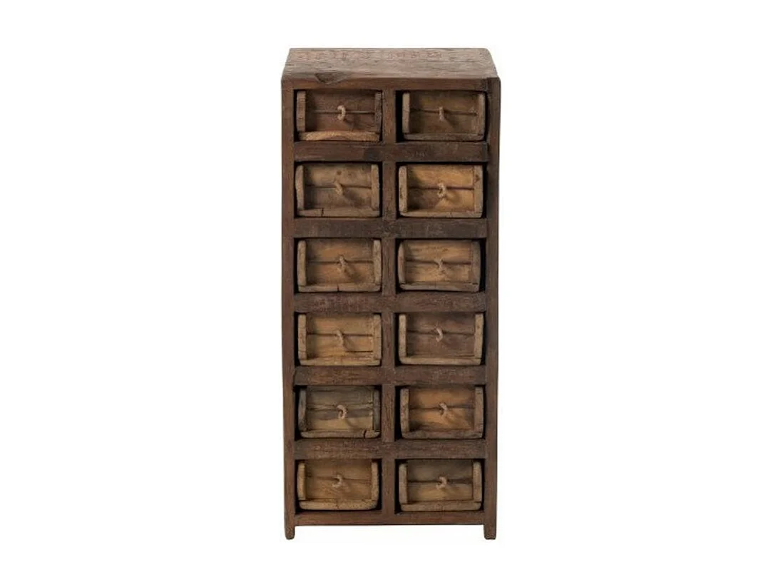 Commode 12 Tiroirs en Bois "Medio" 82cm Naturel