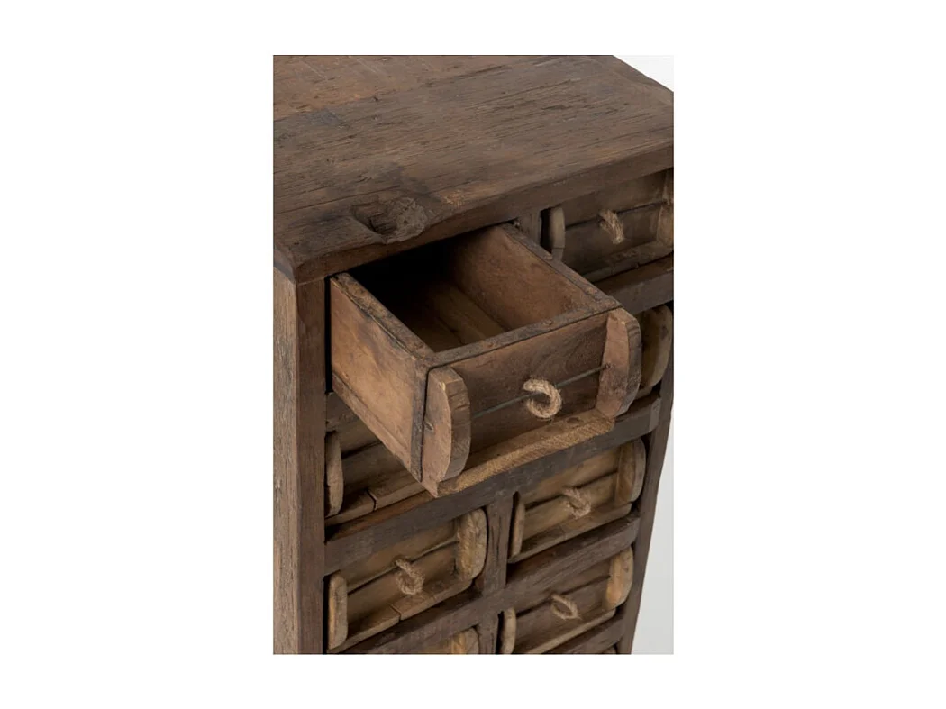 Commode 12 Tiroirs en Bois "Medio" 82cm Naturel