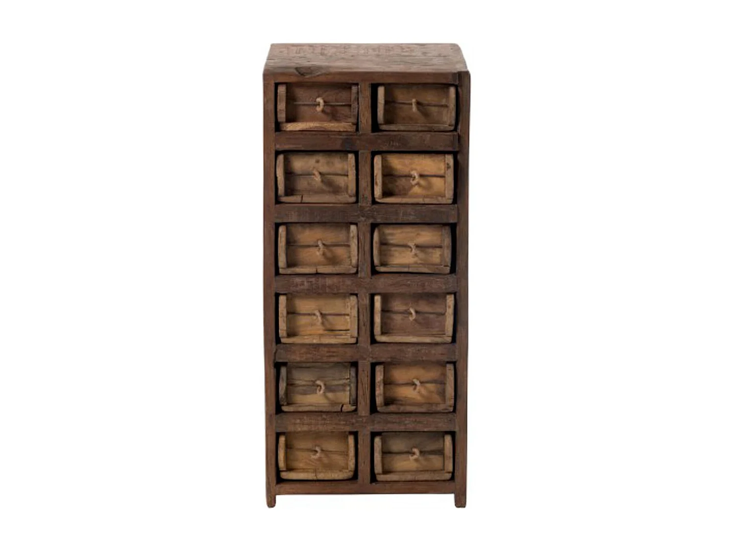 Commode 12 Tiroirs en Bois "Medio" 82cm Naturel