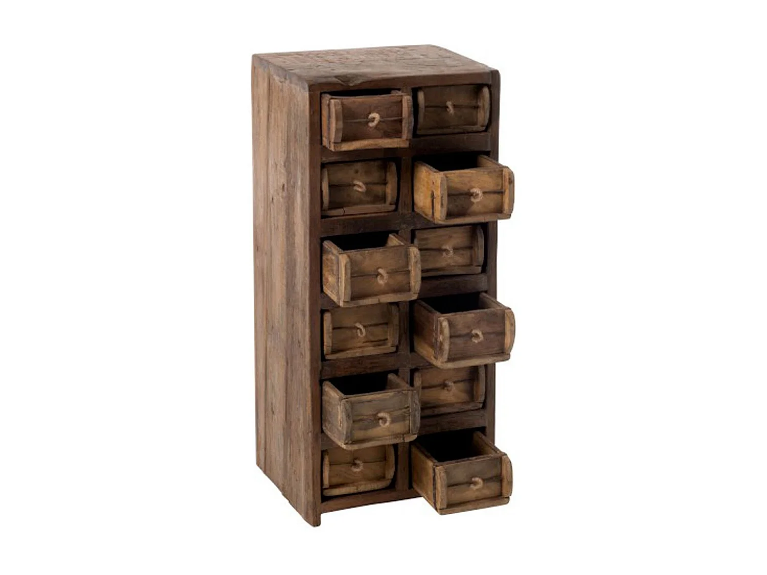 Commode 12 Tiroirs en Bois "Medio" 82cm Naturel