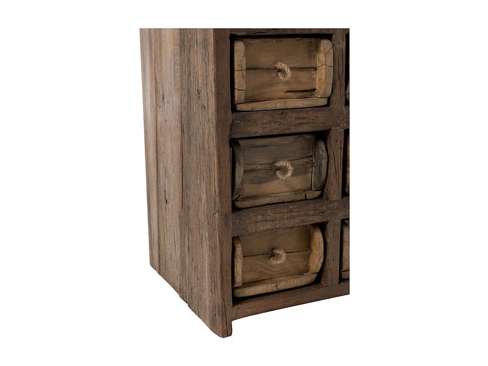 Commode 12 Tiroirs en Bois "Medio" 82cm Naturel