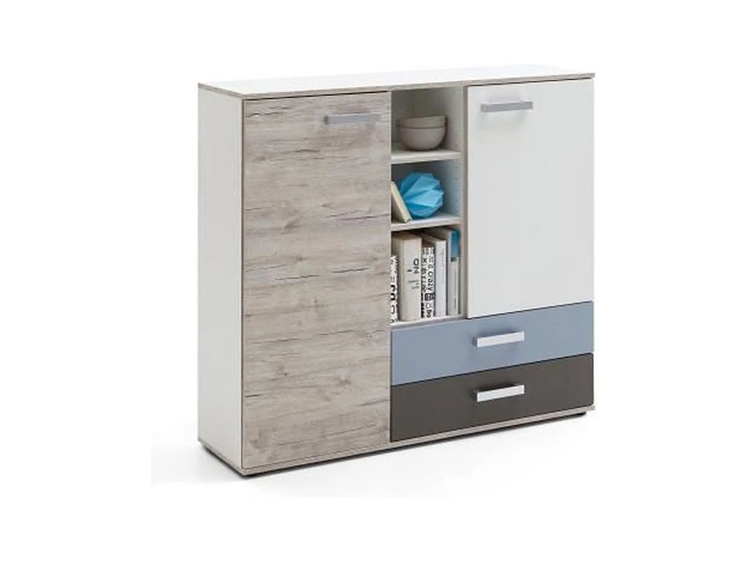 Commode 2 Portes & 2 Tiroirs "Anoya" 116cm Chêne