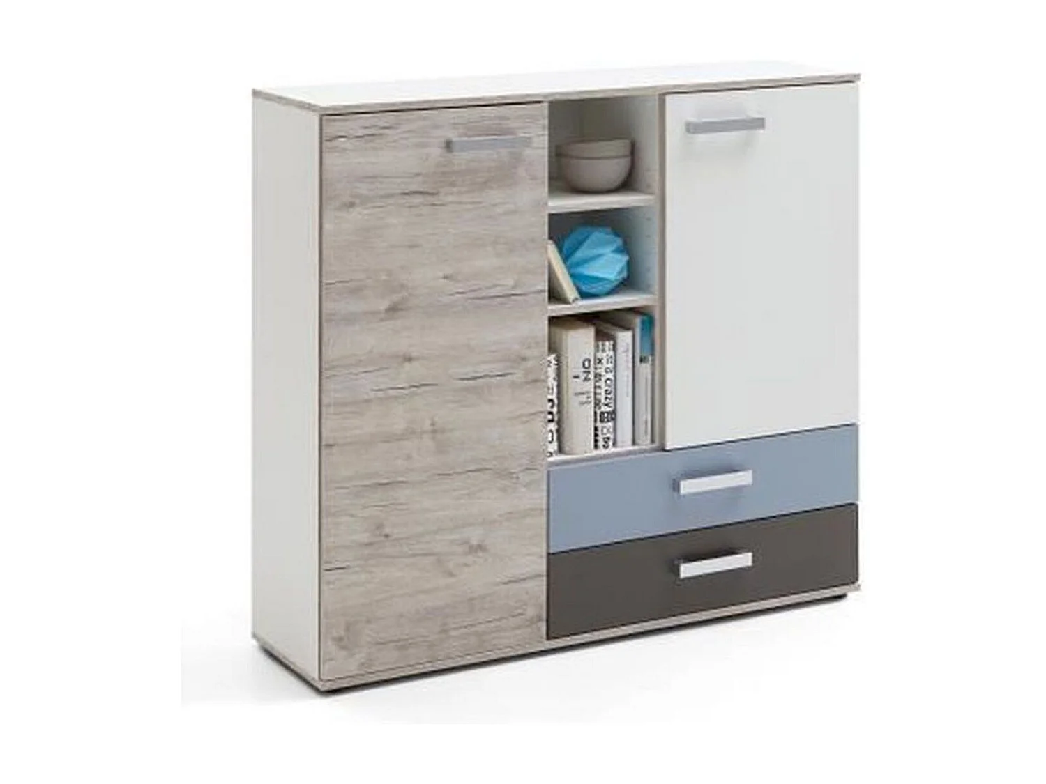 Commode 2 Portes & 2 Tiroirs "Anoya" 116cm Chêne