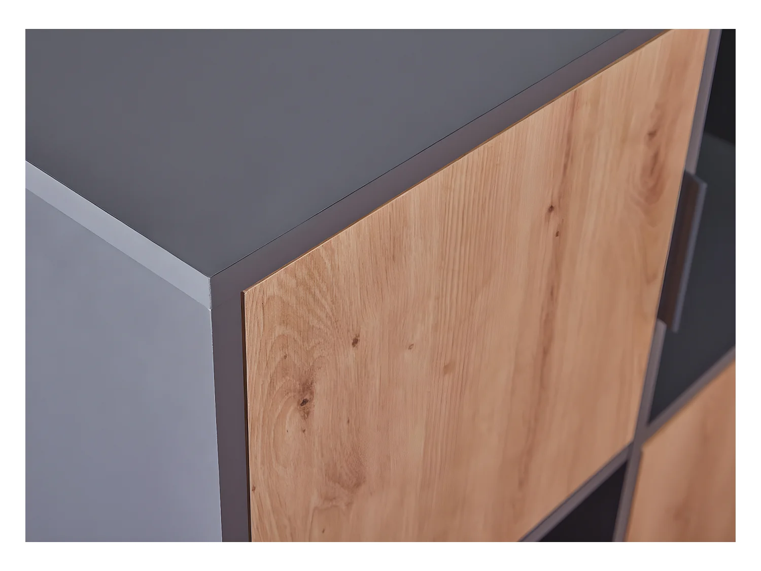 Pepeto Sideboard 2 Schubladen, 2 Türen, 3 Ablagen grau, Artisan Eiche dekor.