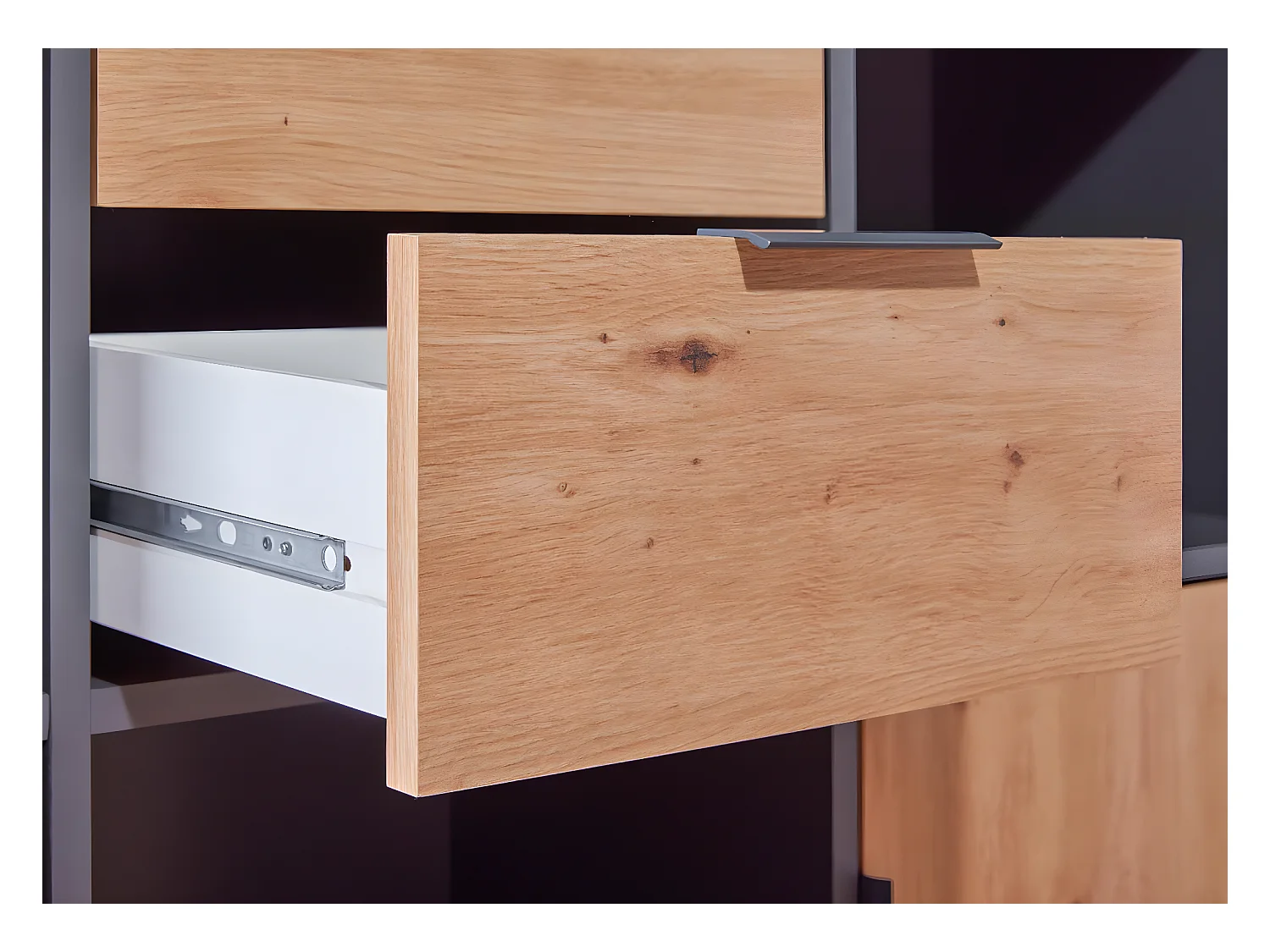 Pepeto Sideboard 2 Schubladen, 2 Türen, 3 Ablagen grau, Artisan Eiche dekor.