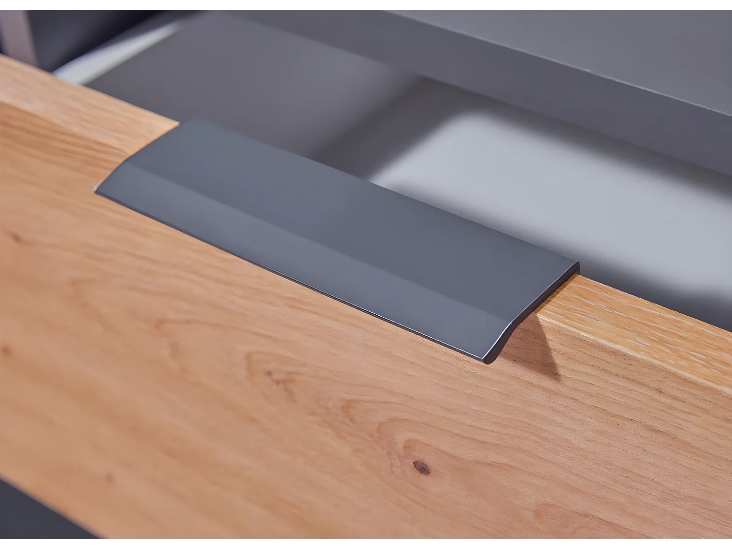 Commode 2 Portes "Gemeno" 120cm Gris & Chêne