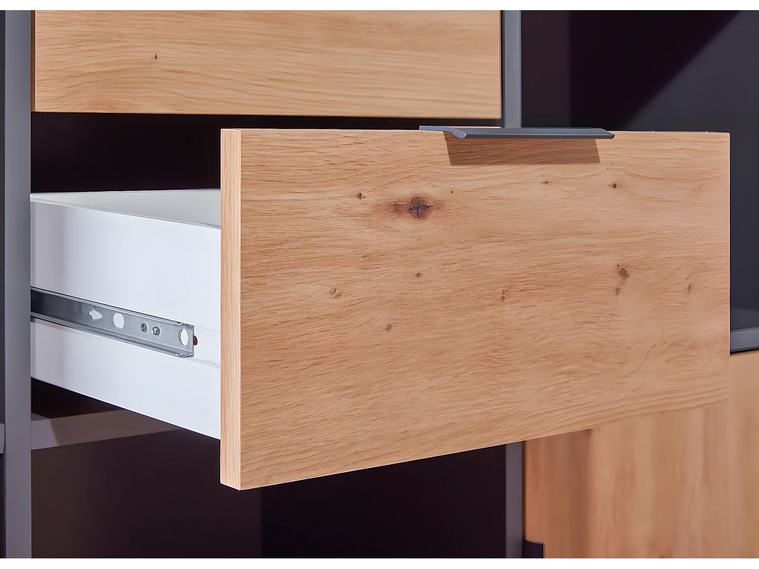 Commode 2 Portes "Gemeno" 120cm Gris & Chêne