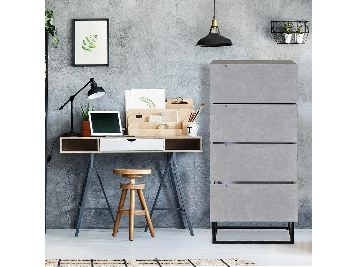 Commode Design 4 Tiroirs "Luena" 120cm Gris