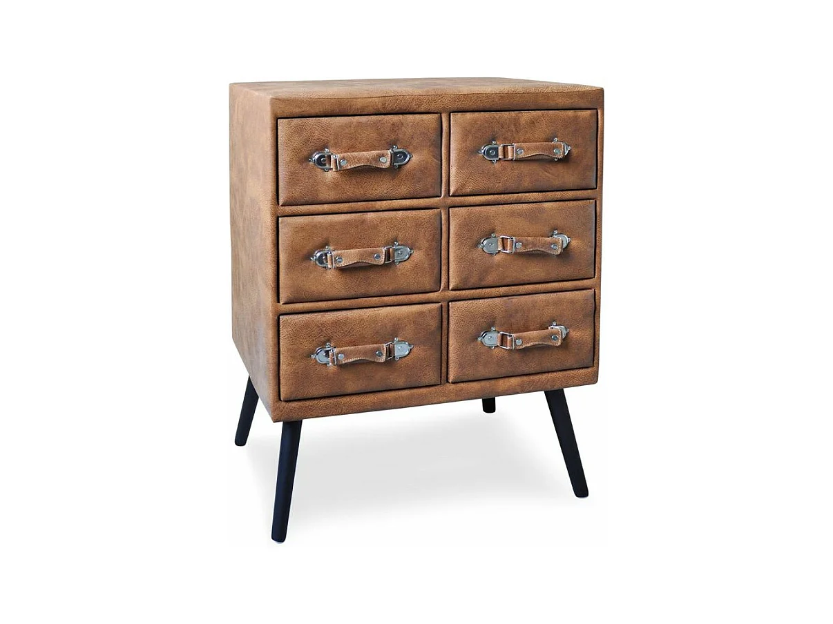 Commode 6 tiroirs Bardo Simili P.U. Marron