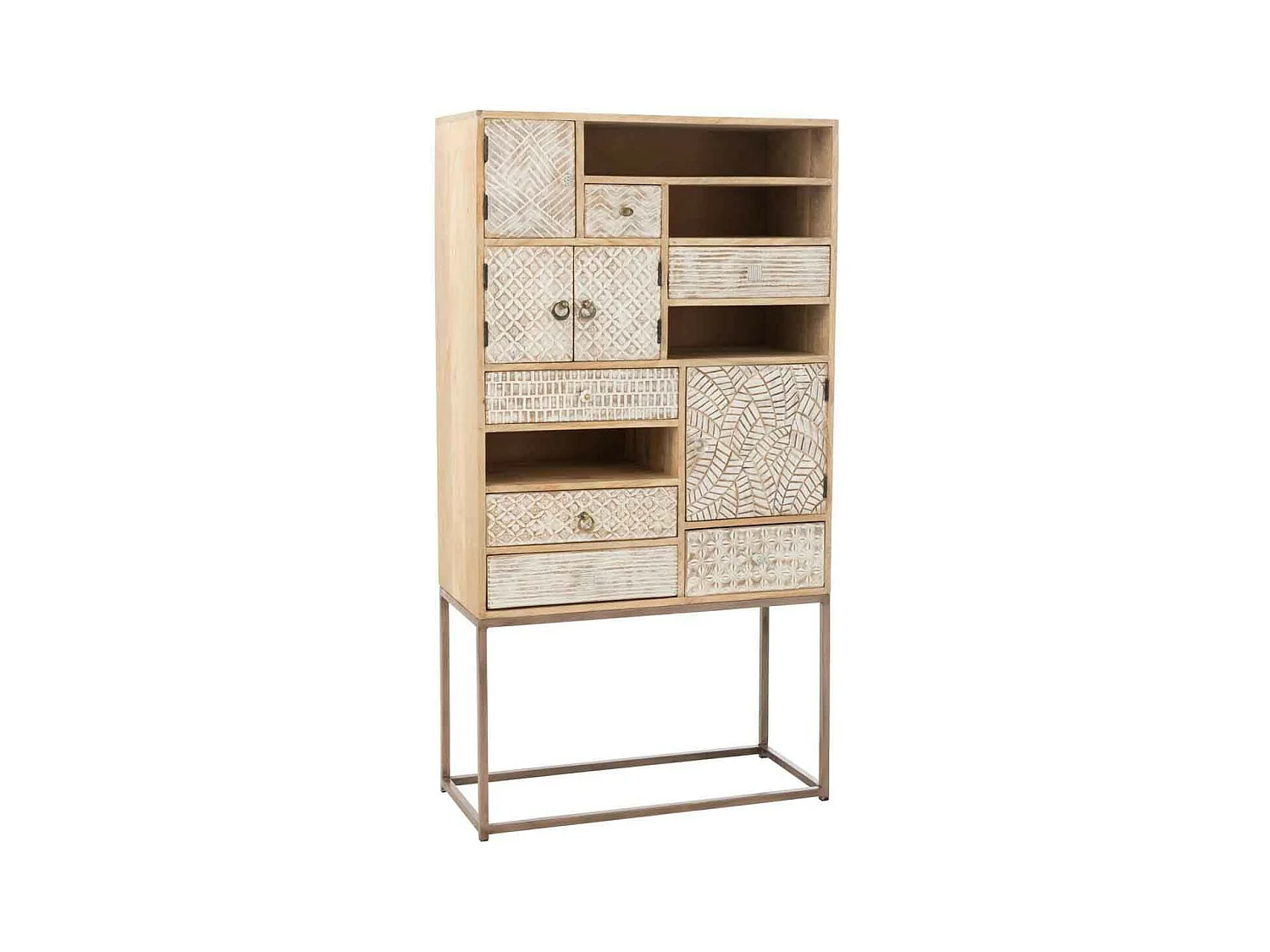 Commode 10 Tiroirs en Bois "Opreda" 157cm Beige