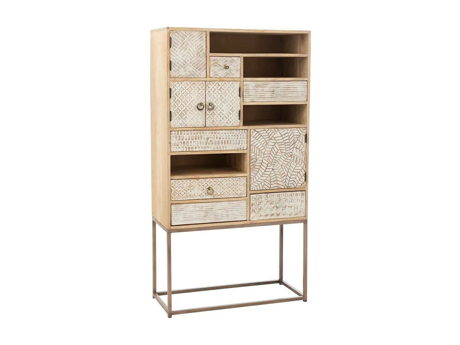 Commode 10 Tiroirs en Bois "Opreda" 157cm Beige
