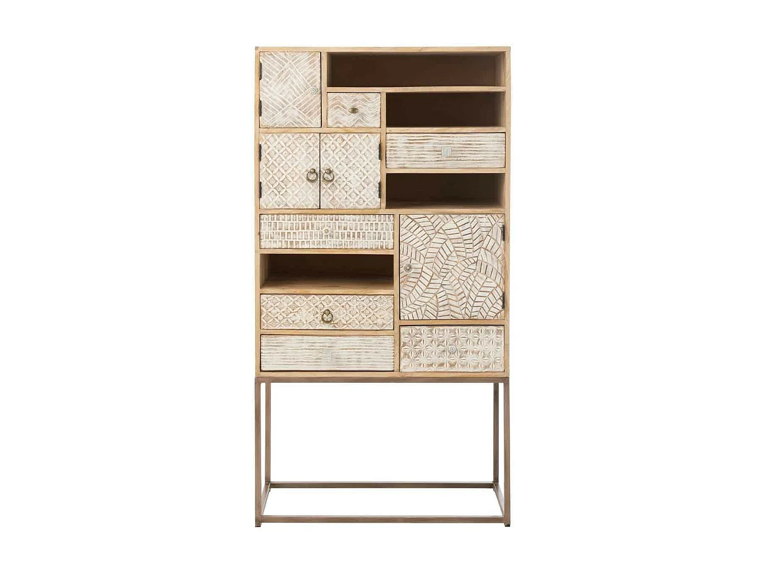 Commode 10 Tiroirs en Bois "Opreda" 157cm Beige