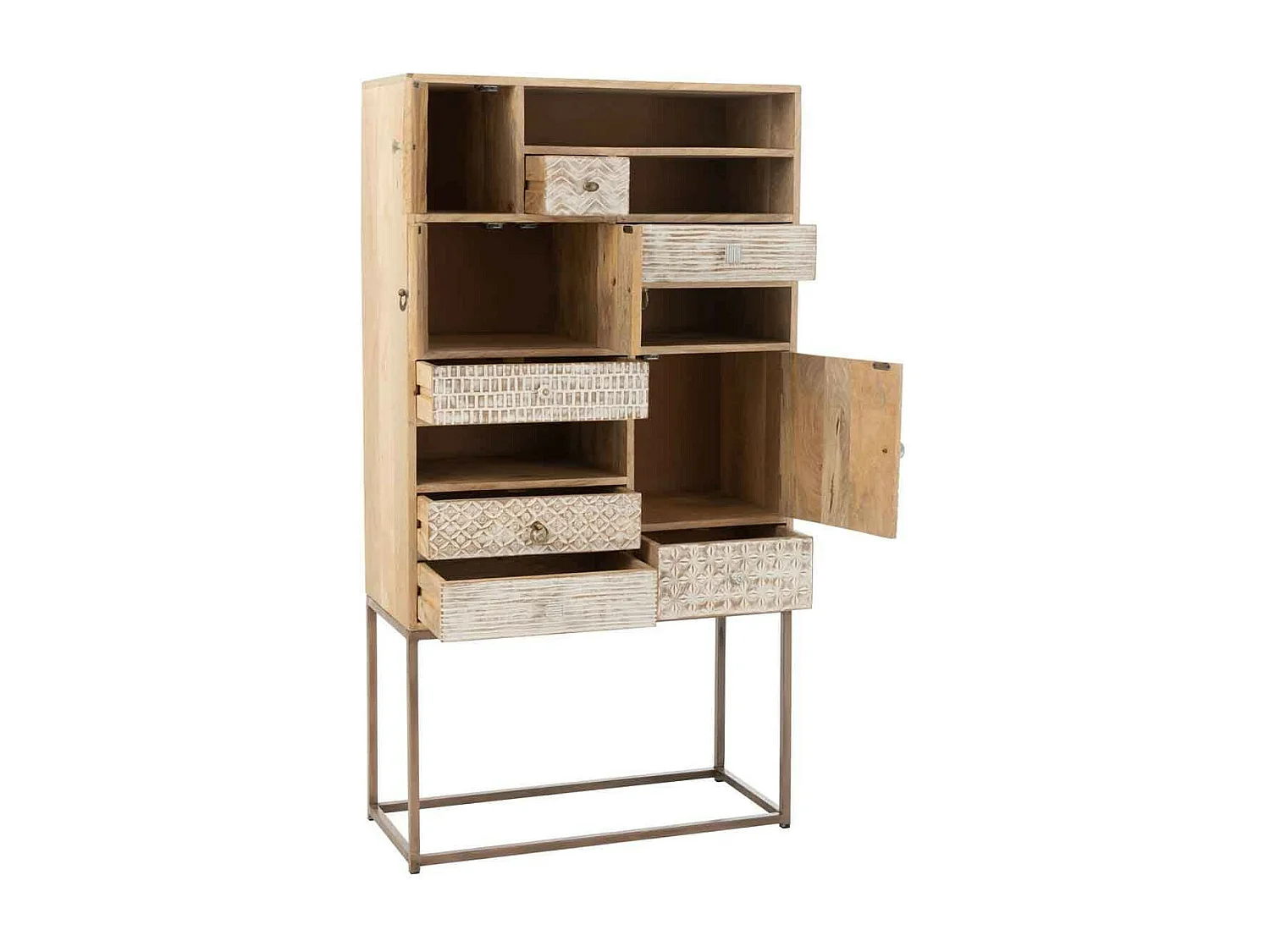 Commode 10 Tiroirs en Bois "Opreda" 157cm Beige