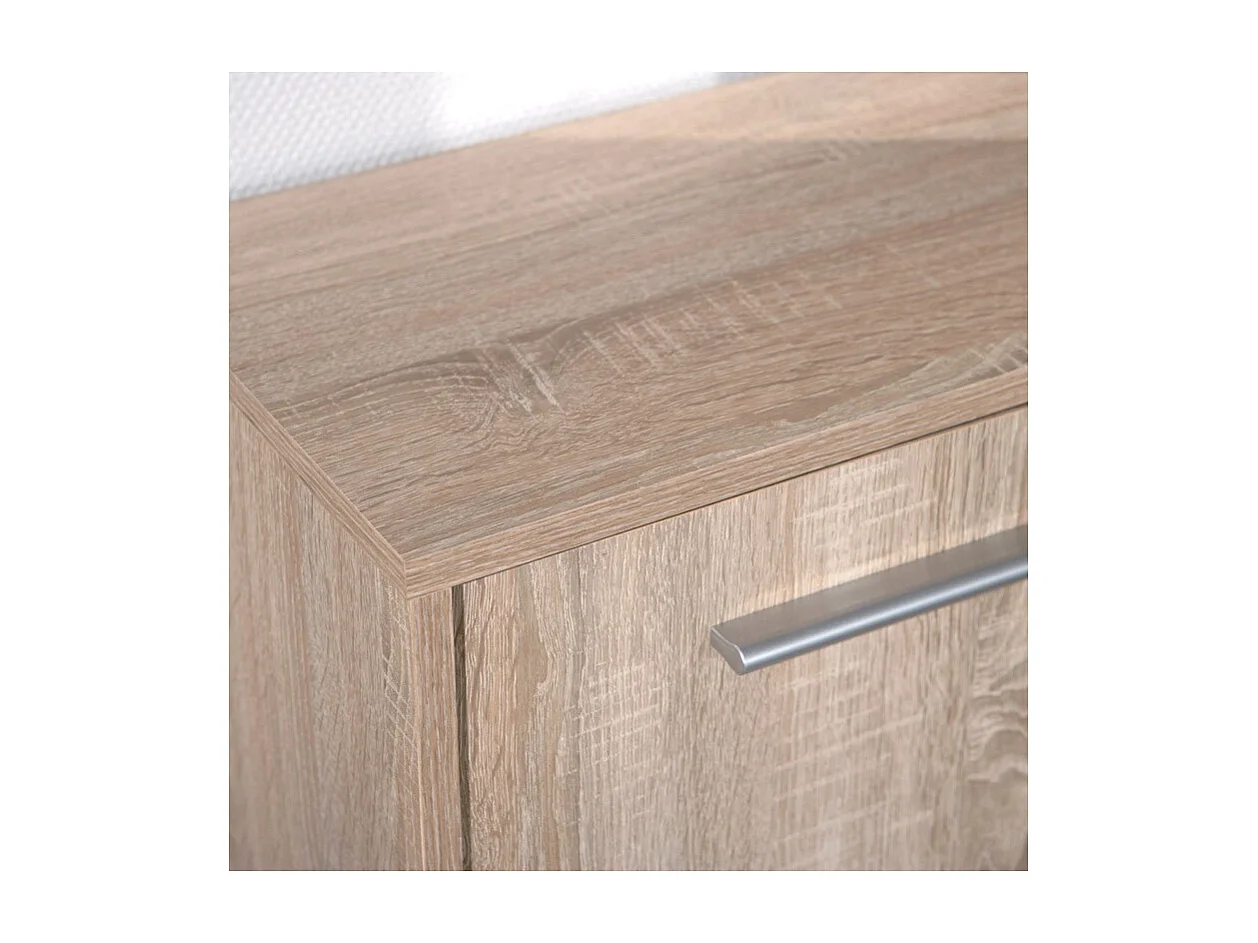 Commode 5 Portes "Victoria" 115cm Blanc & Naturel