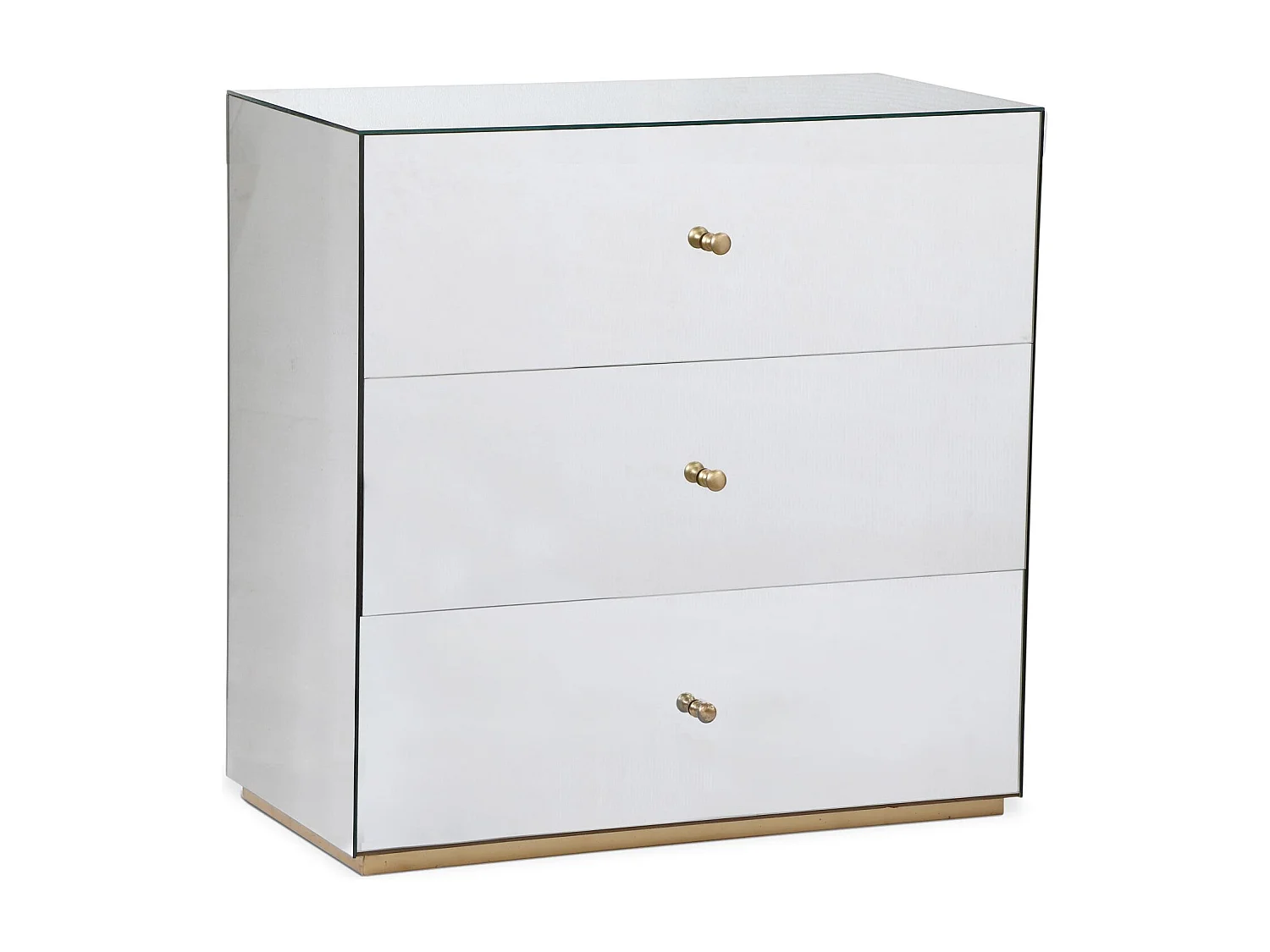 Commode 3 Tiroirs "Miravo" 86cm Transparent & Or