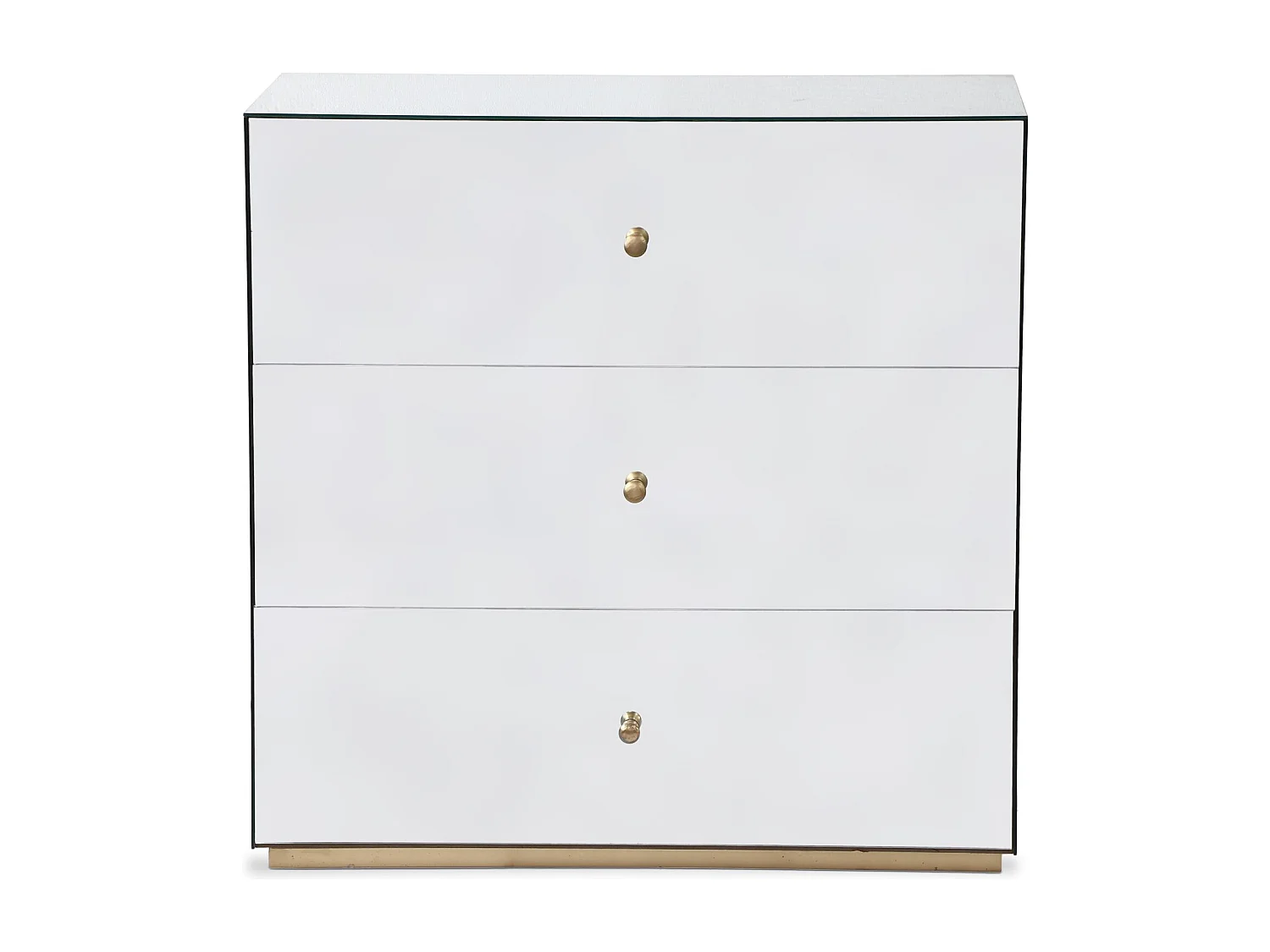 Commode 3 Tiroirs "Miravo" 86cm Transparent & Or