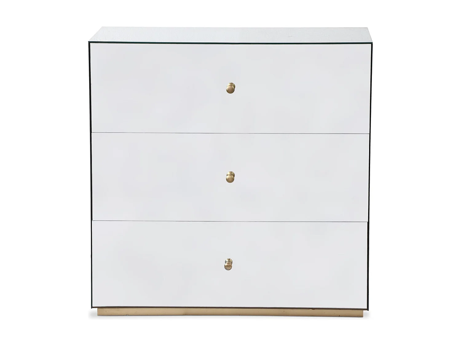 Commode 3 Tiroirs "Miravo" 86cm Transparent & Or