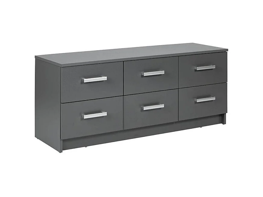 Elenzio Kommode 6 Schubladen grau.