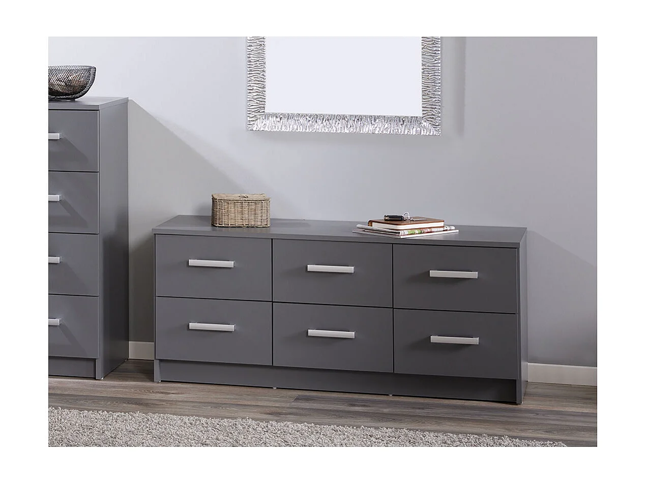 Commode 6 Tiroirs Design "Azio" 122cm Gris
