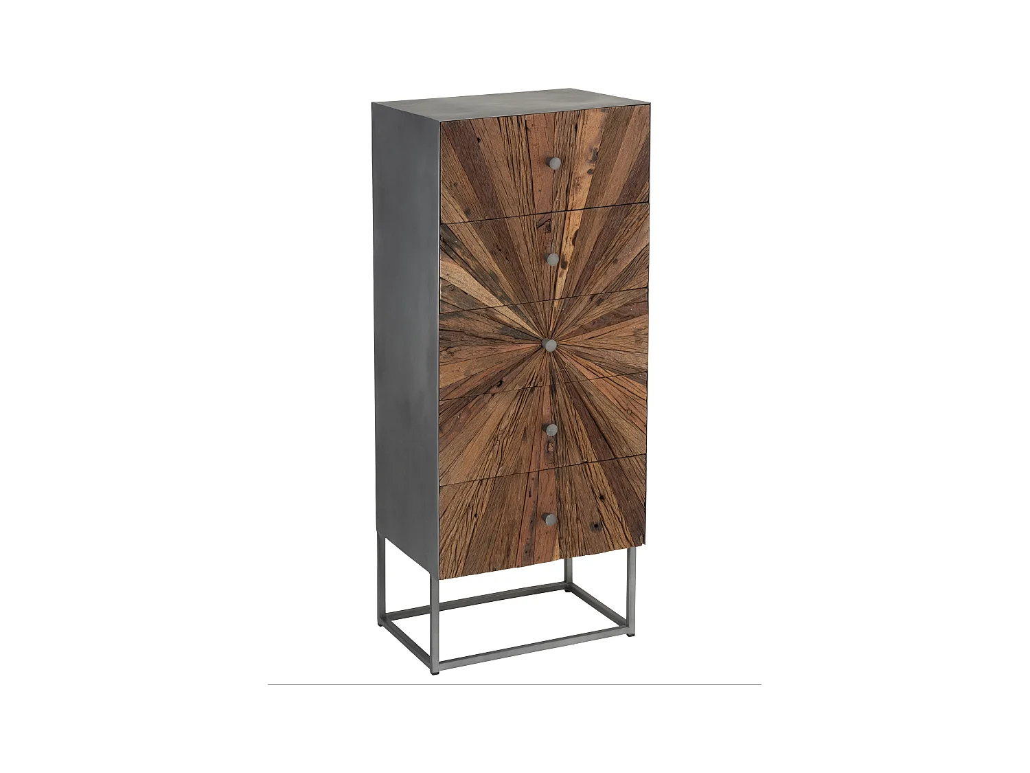 Commode 5 Tiroirs en Bois "Shanil" 110cm Marron