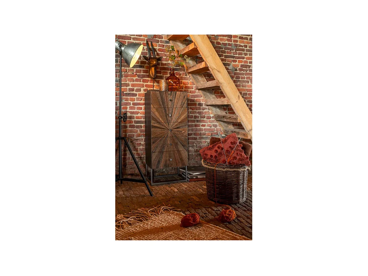 Commode 5 Tiroirs en Bois "Shanil" 110cm Marron