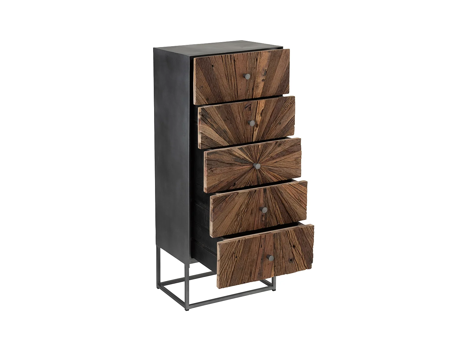 Commode 5 Tiroirs en Bois "Shanil" 110cm Marron