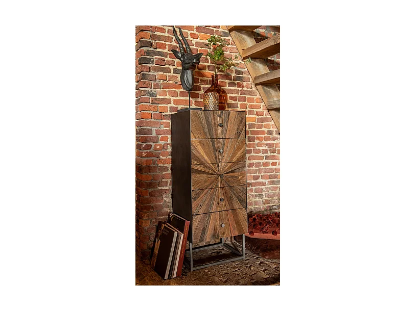 Commode 5 Tiroirs en Bois "Shanil" 110cm Marron