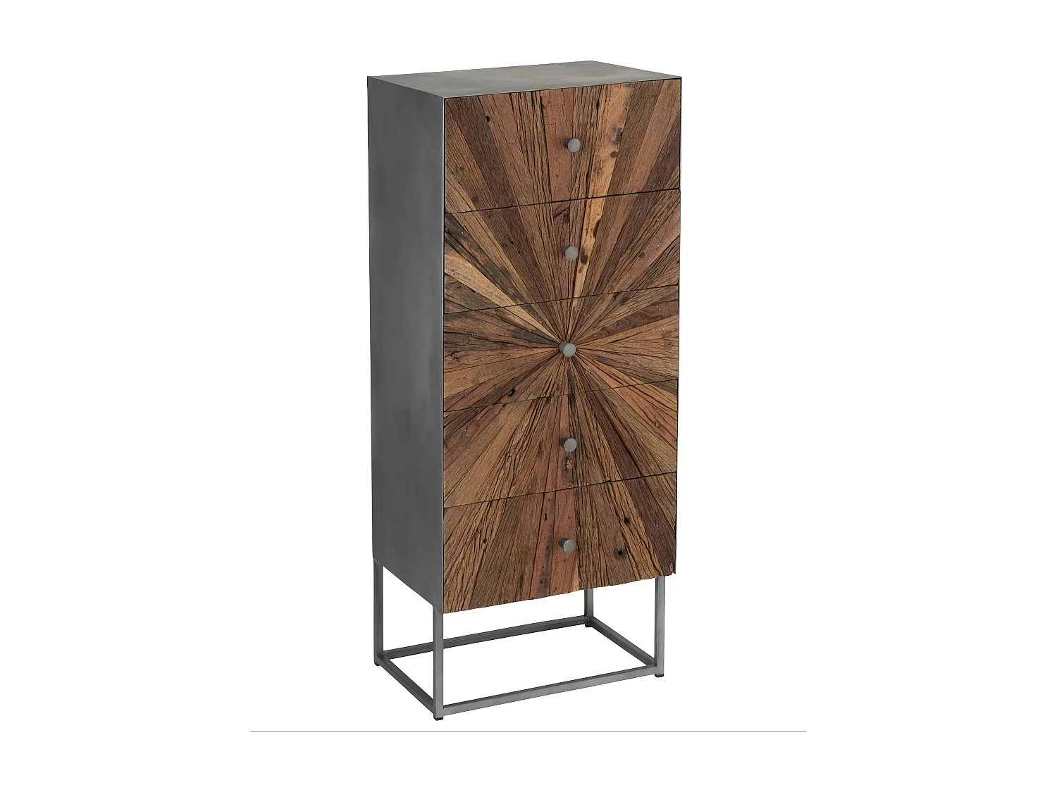 Commode 5 Tiroirs en Bois "Shanil" 110cm Marron