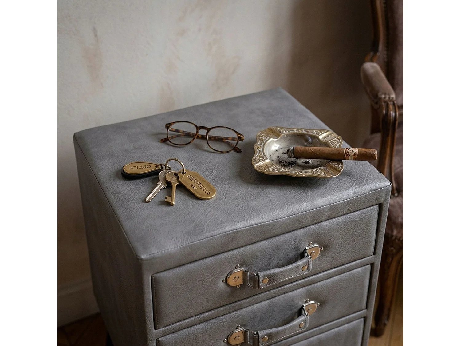 Commode 3 Tiroirs "Strano" 78cm Gris