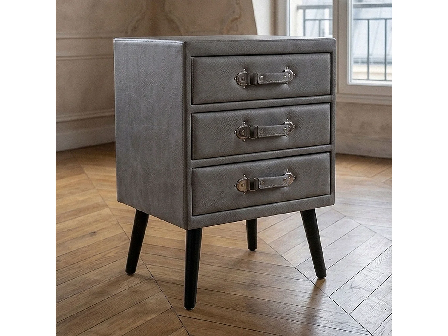 Commode 3 Tiroirs "Strano" 78cm Gris