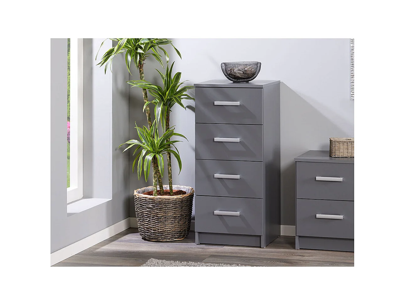 Reta grafietgrijs opbergmeubel met 4 lades 42 cm