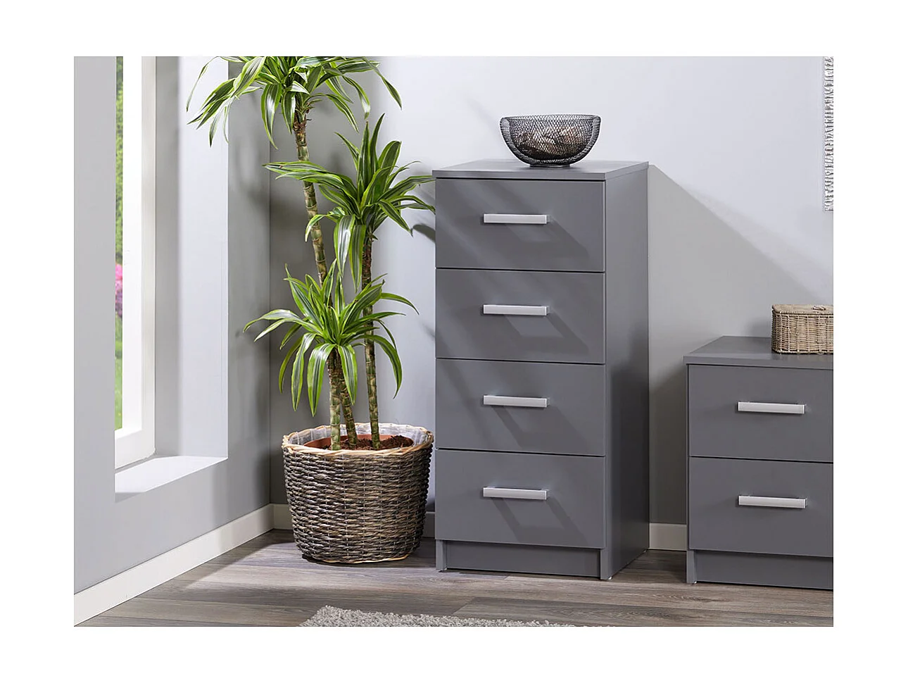 Reta grafietgrijs opbergmeubel met 4 lades 42 cm