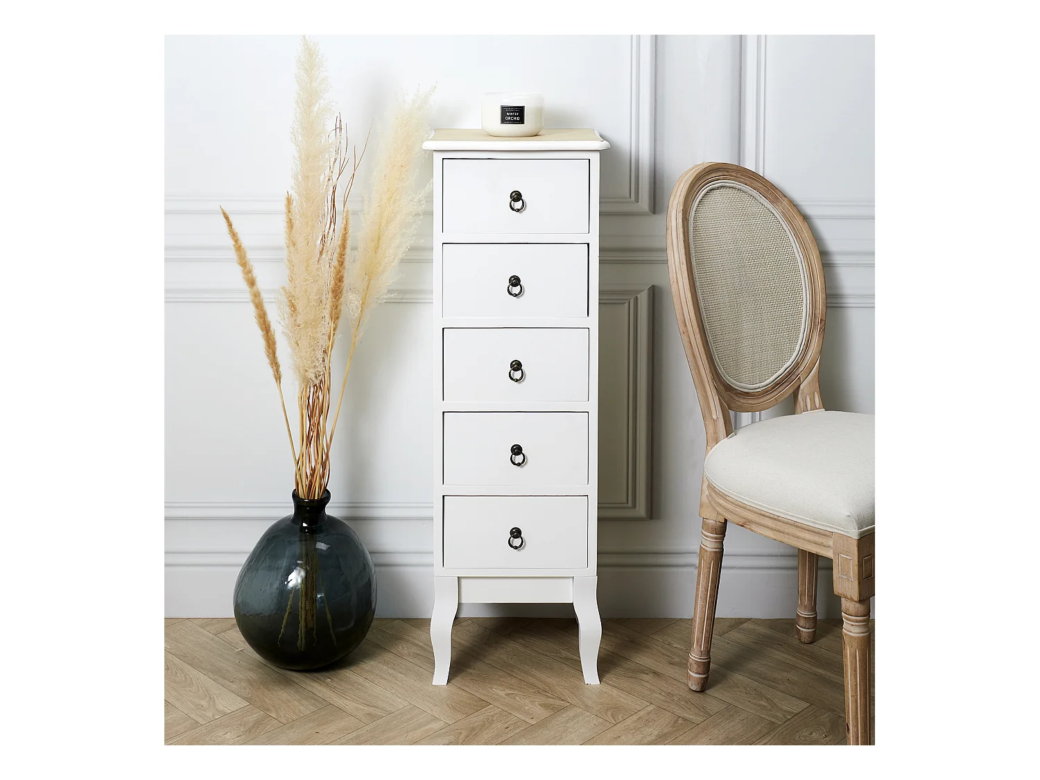 Chiffonnier 5 Tiroirs Victoria Blanc