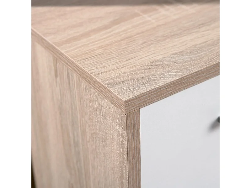 Commode 3 Portes "Victoria" 77cm Blanc & Naturel