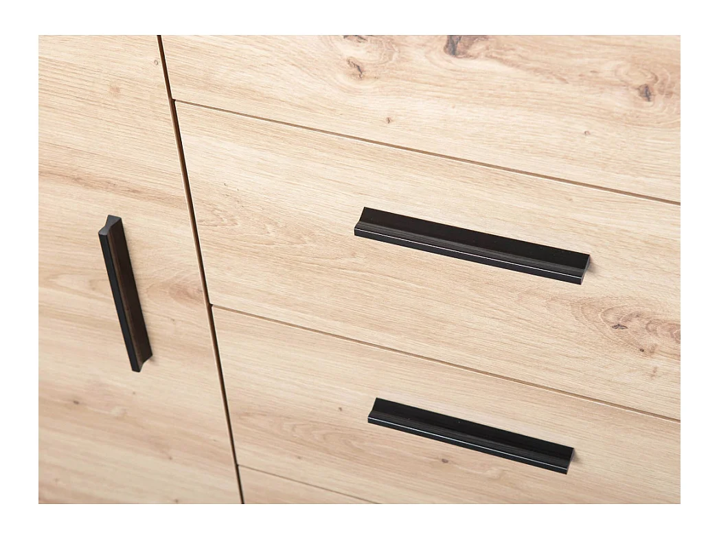 Corbeto1T4S Kommode 4 Schubladen, 1 Tür Anthrazit, Eiche Artisan Dekor.