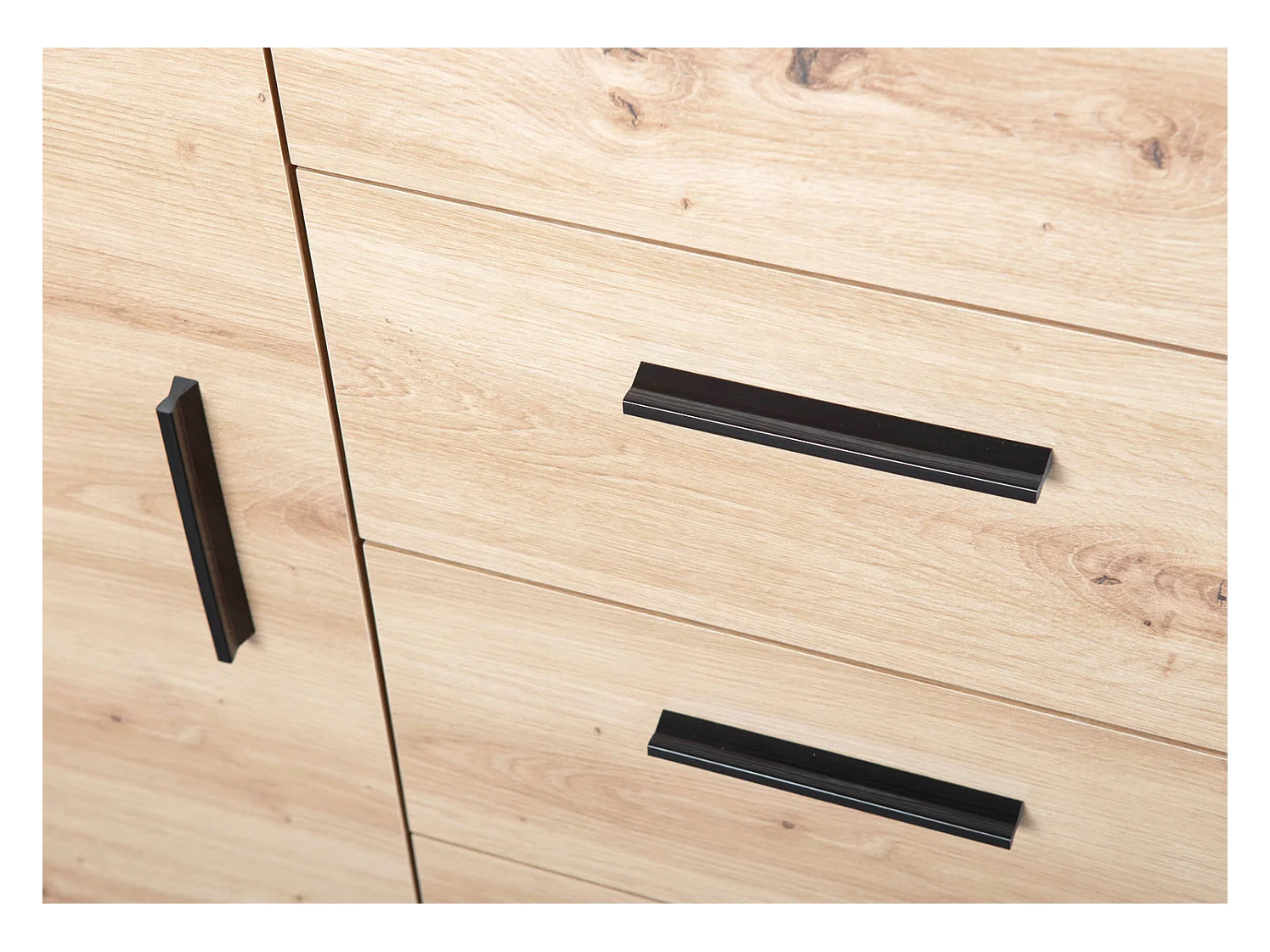 Corbeto1T4S Kommode 4 Schubladen, 1 Tür Anthrazit, Eiche Artisan Dekor.