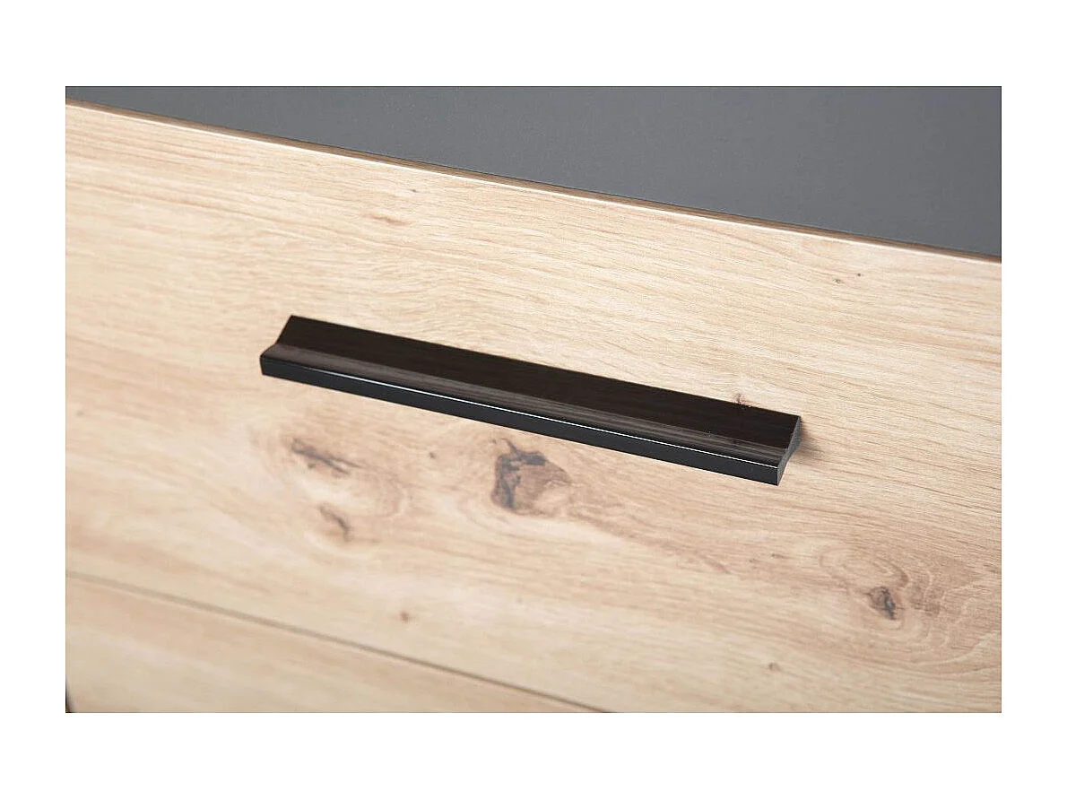 Commode 4 Tiroirs "Tabel" 94cm Chêne & Anthracite