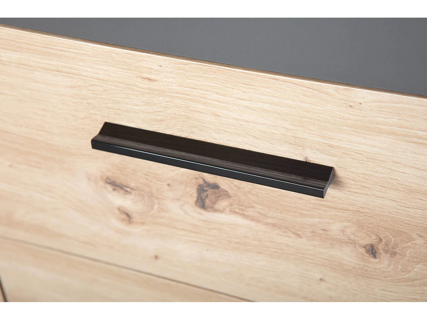 Commode 4 Tiroirs "Tabel" 94cm Chêne & Anthracite