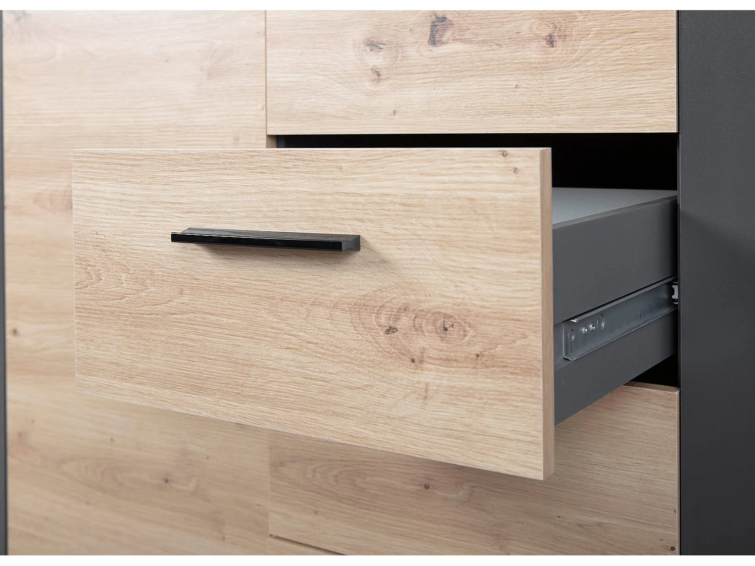 Cassettiera Corbeto1T4S 4 cassetti, 1 anta antracite, rovere Decoro artigianale.