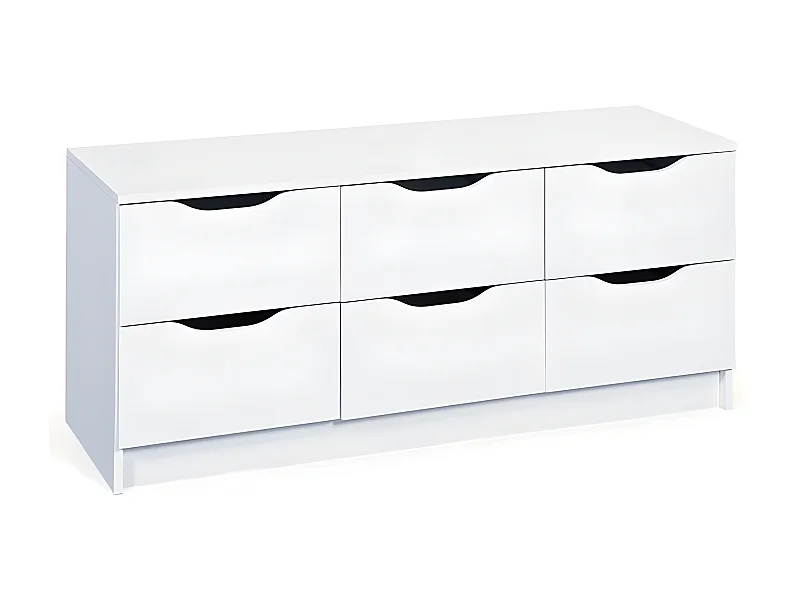 Commode 6 Tiroirs "Tilda" 122cm Blanc