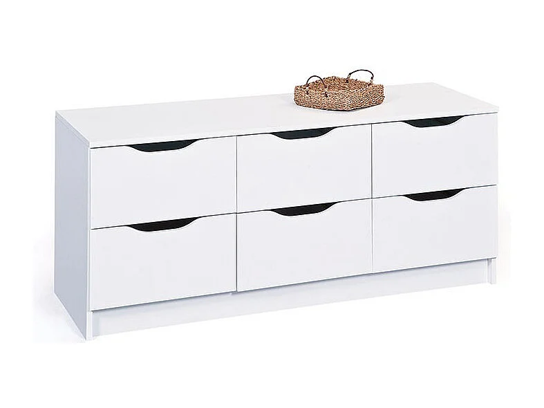 Commode 6 Tiroirs "Tilda" 122cm Blanc