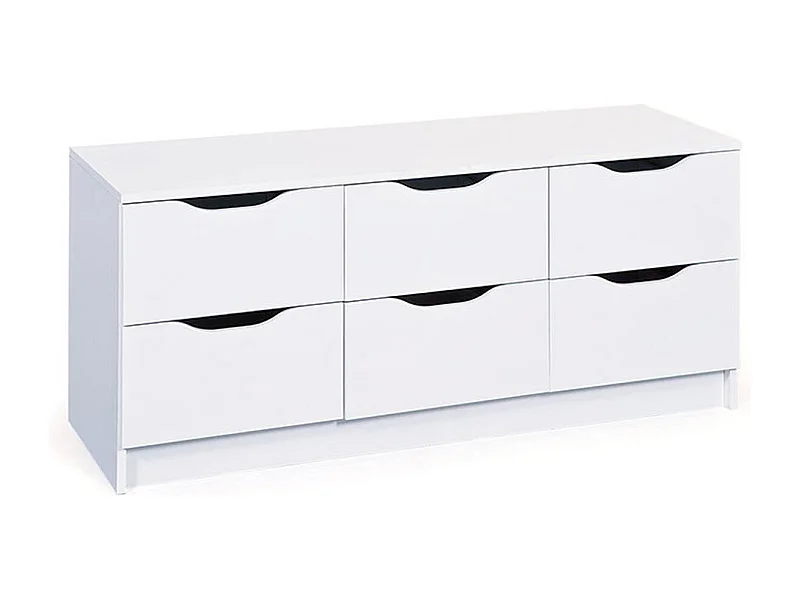 Commode 6 Tiroirs "Tilda" 122cm Blanc