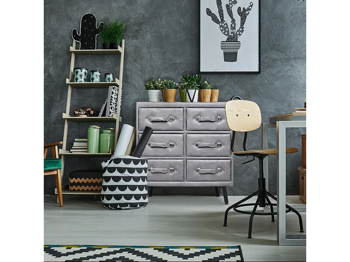 Commode 6 Tiroirs "Strano" 85cm Gris