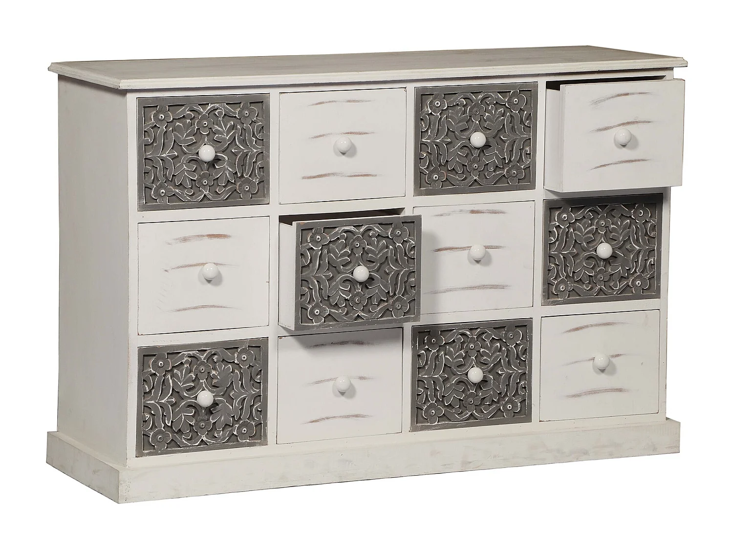 Commode Design 12 Tiroirs "Suzy" 120cm Naturel