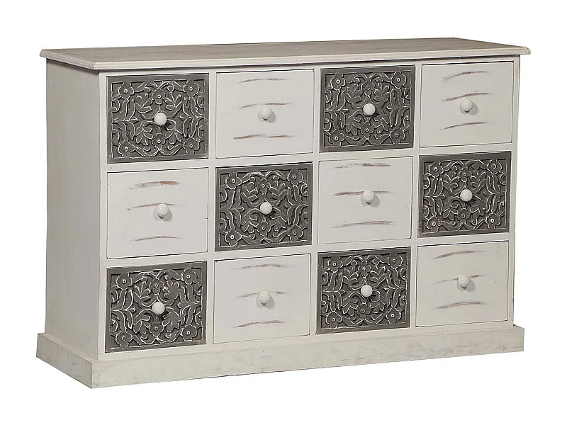 Commode Design 12 Tiroirs "Suzy" 120cm Naturel
