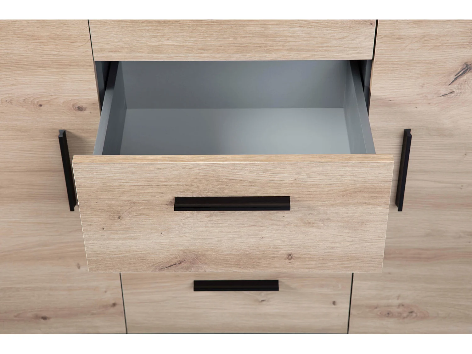 Corbeto2T4S kommode 4 laden, 2 deurenantraciet, eiken Artisanale decor.