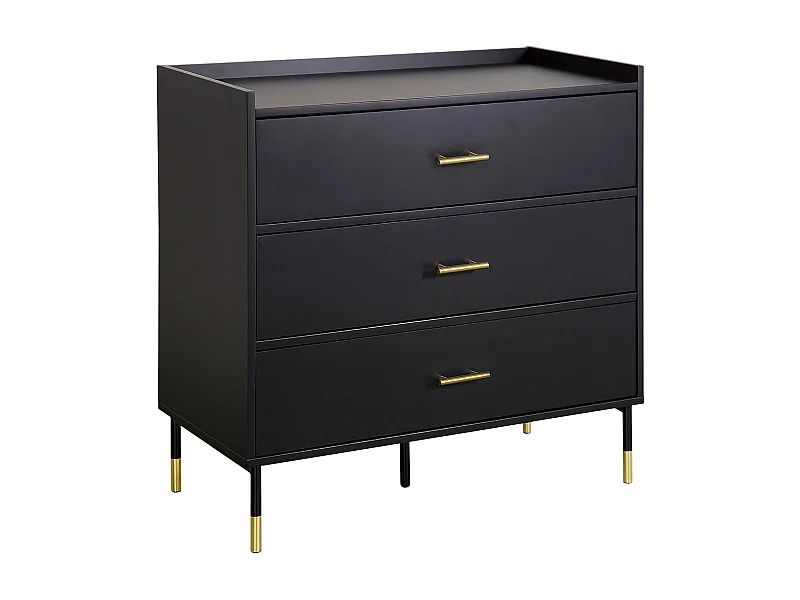 Commode 3 Tiroirs Design "Tedy" 80cm Noir