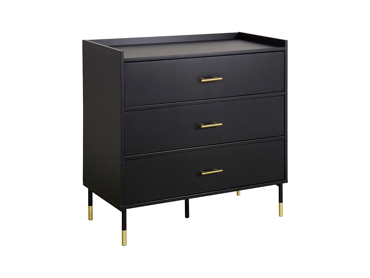 Commode 3 Tiroirs Design "Tedy" 80cm Noir