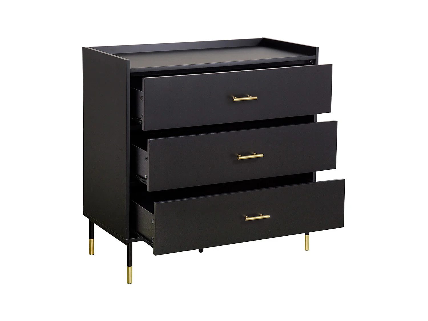 Commode 3 Tiroirs Design "Tedy" 80cm Noir